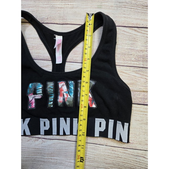 Women's PINK Victoria's Secret Crop/Haut Court Sports Bra Size XS/TP Black - Picture 5 of 9